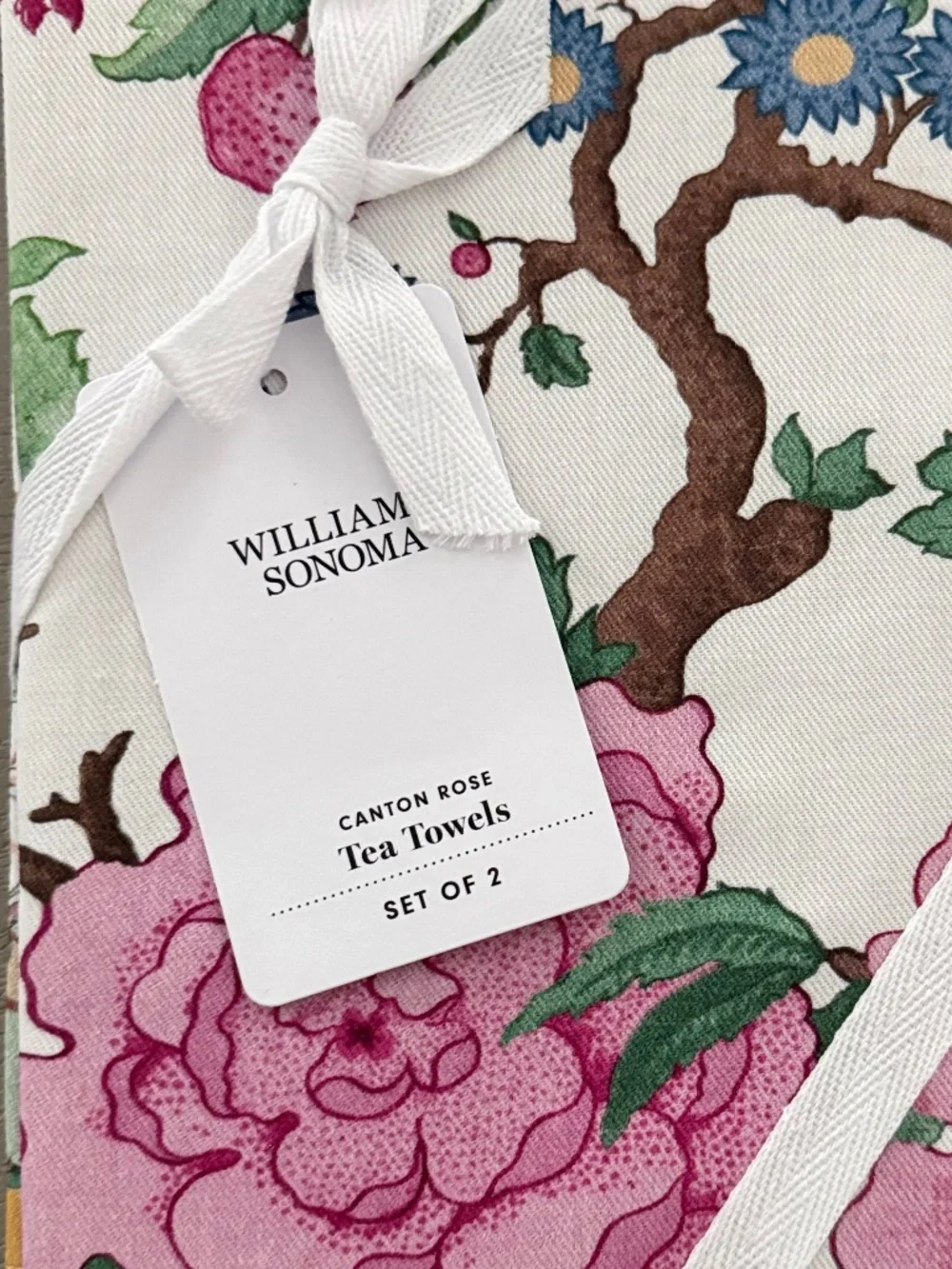William Sonoma Canton Rose Tea Towels Set of 2, NWT